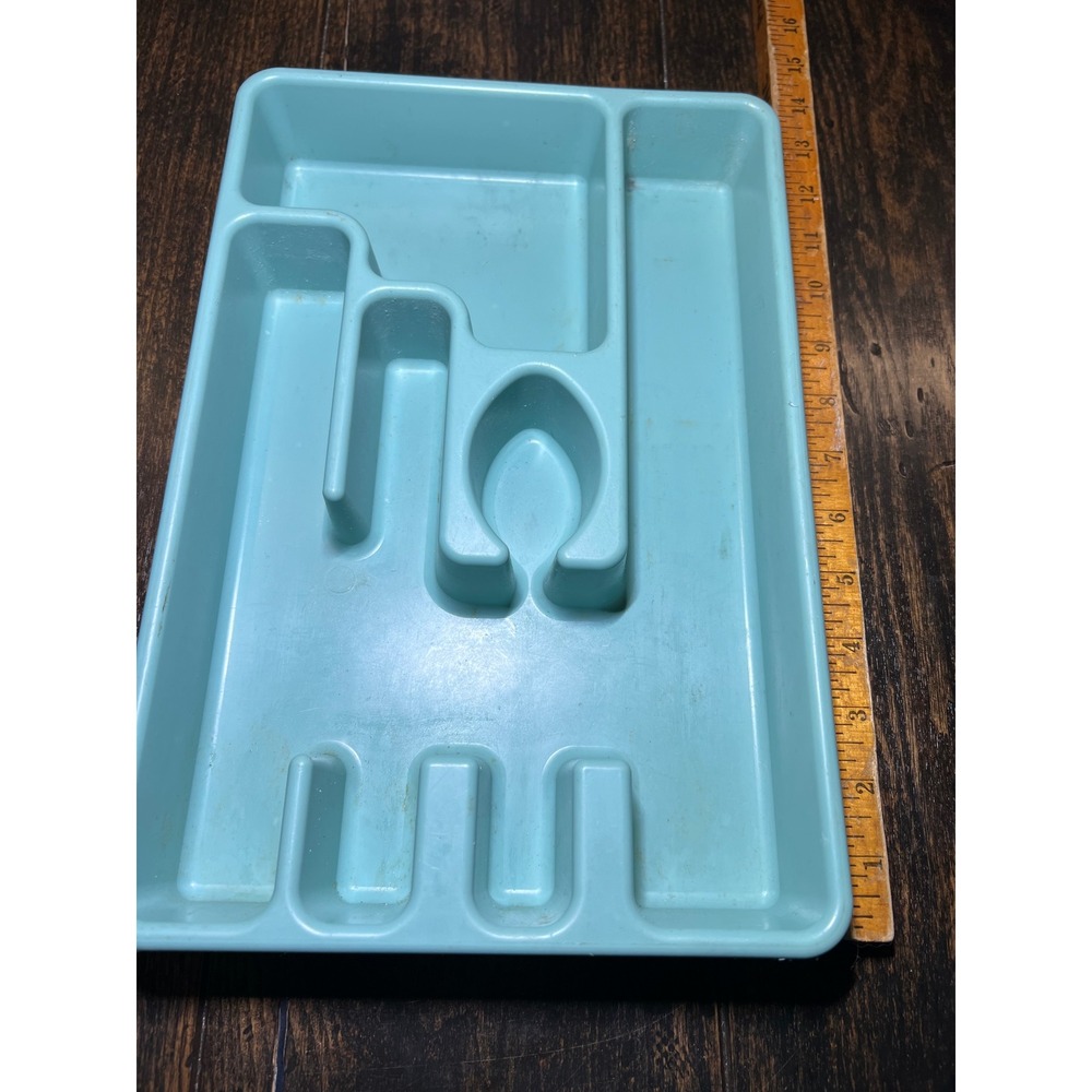 Vintage Rubbermaid 2921 Silverware Drawer Organizer Sage Green Plastic Tray